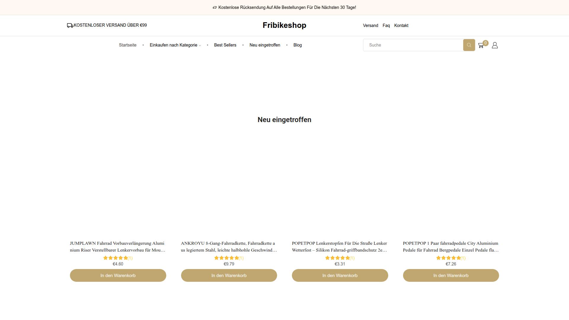 Screenshot fribikeshop.de