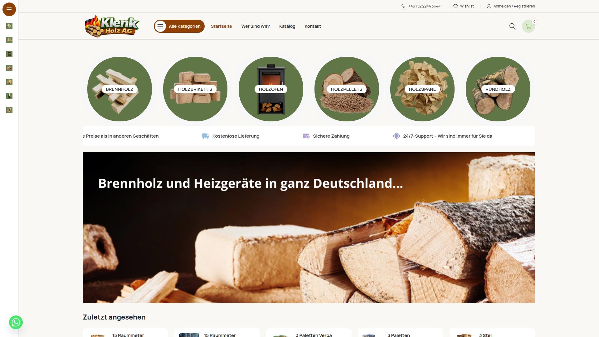 Screenshot klenk-holzag.de
