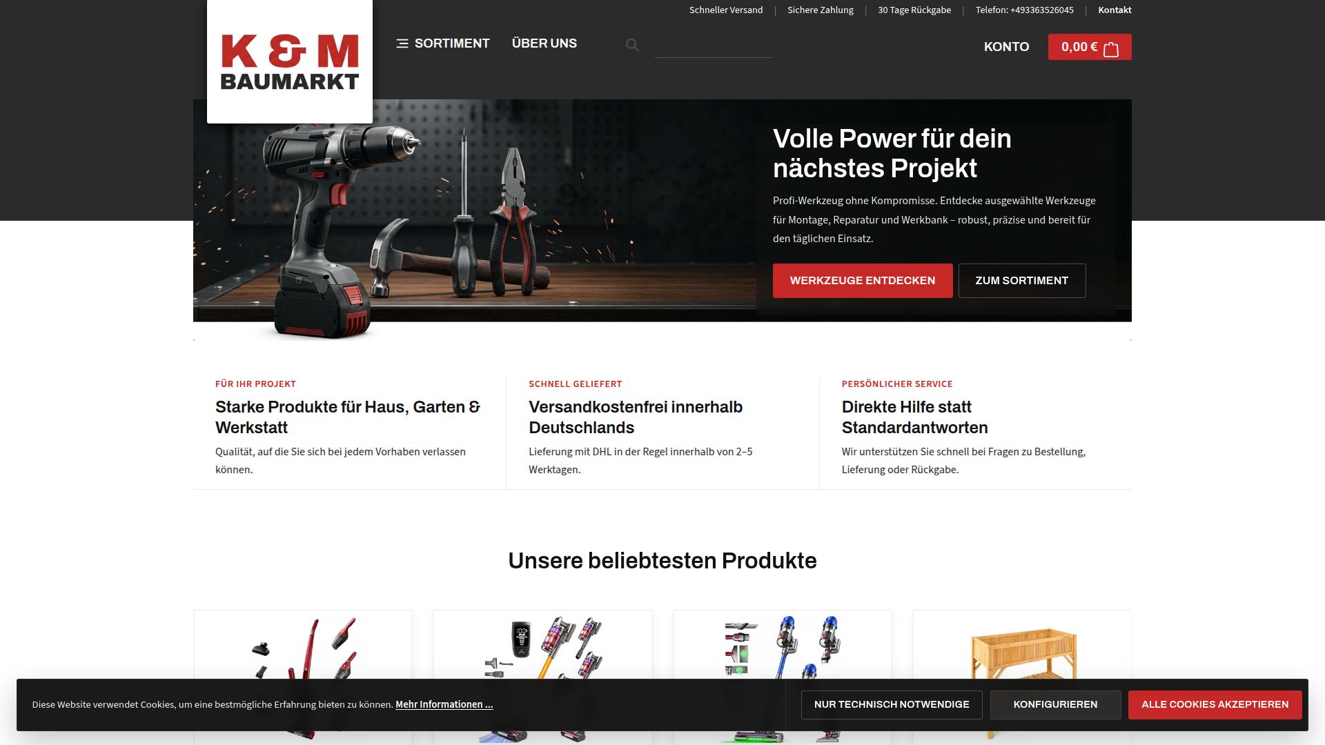 Screenshot km-baumarkt.de