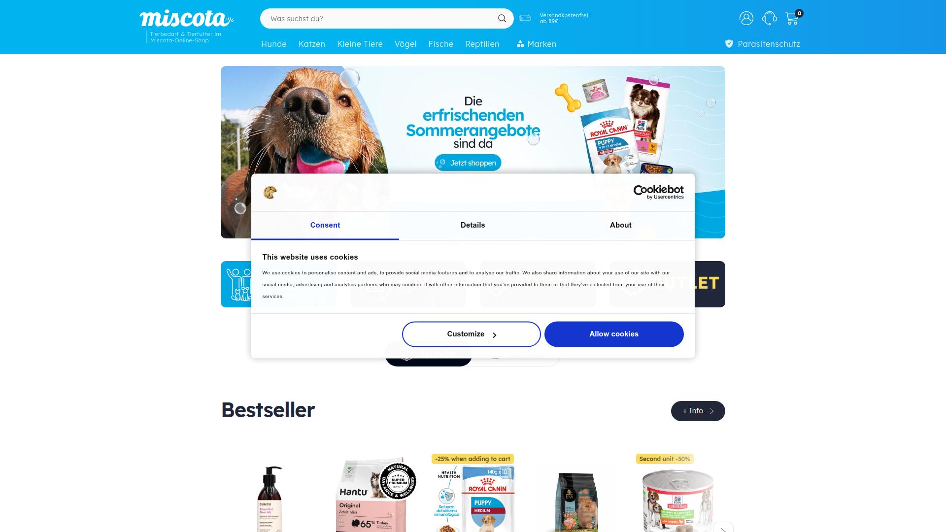Screenshot miscota.de