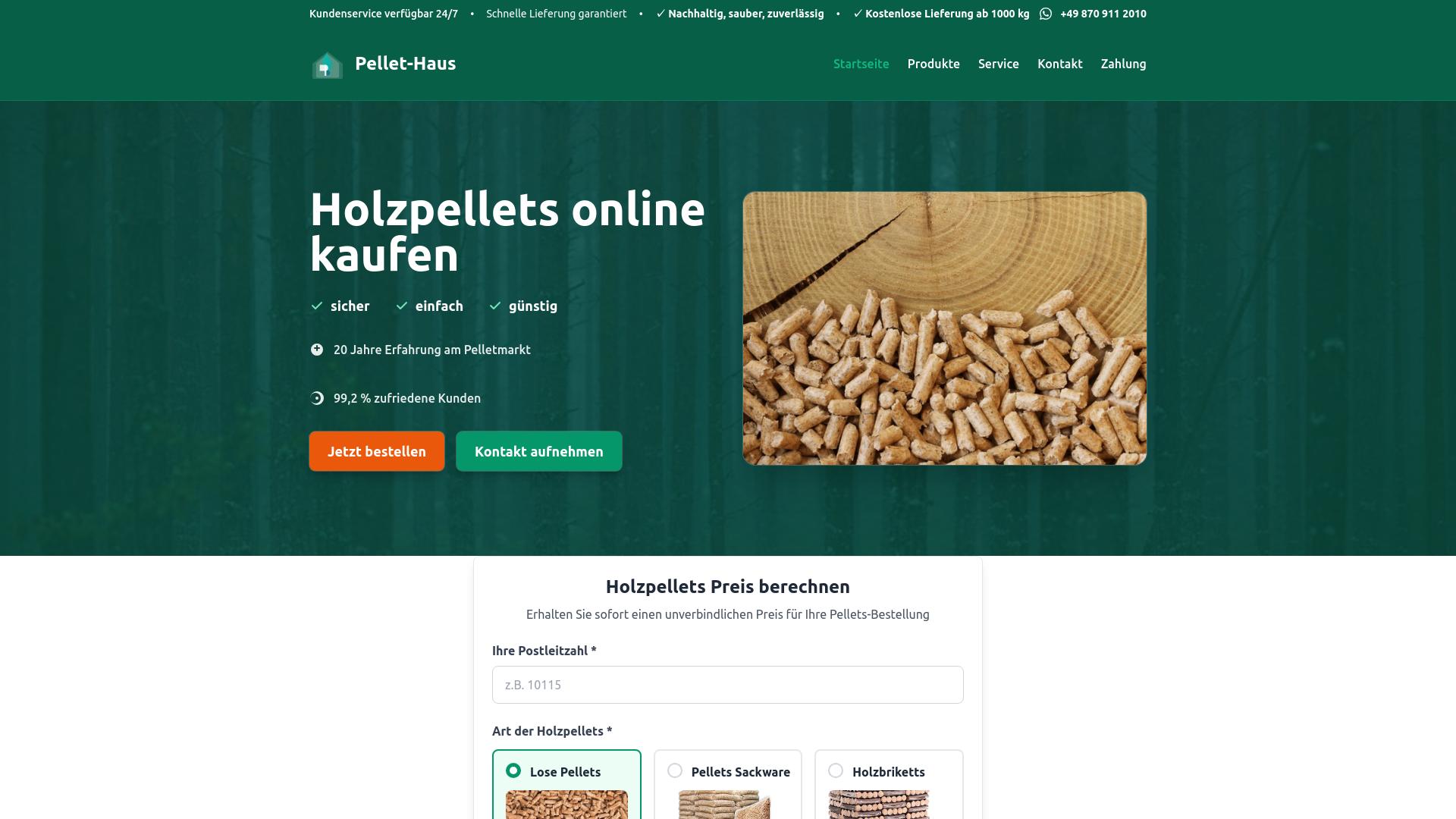 Screenshot pellet-haus.com
