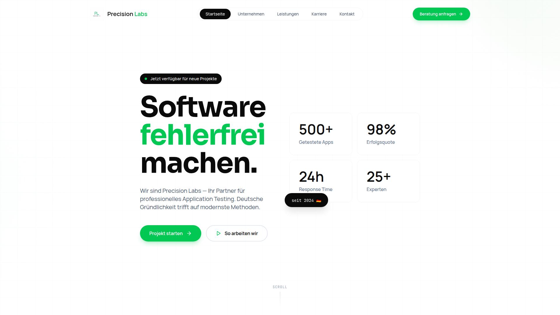 Screenshot precision-labs.de