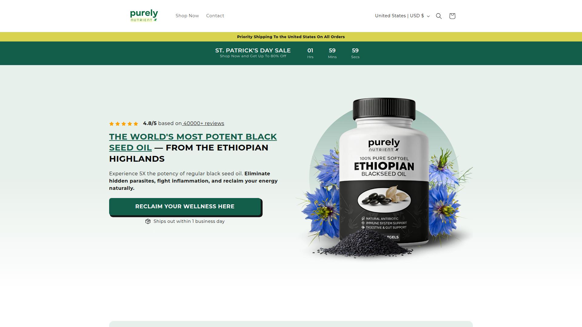 Screenshot purelynutrient.com
