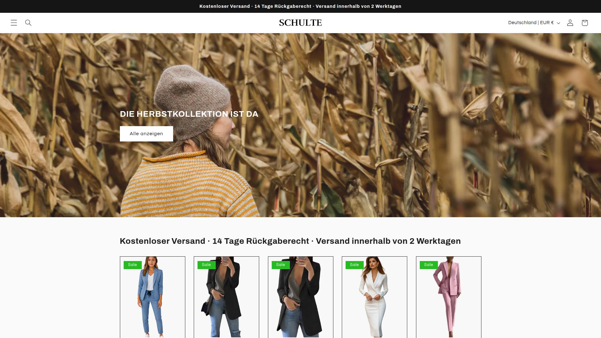 Screenshot schultefashion.com