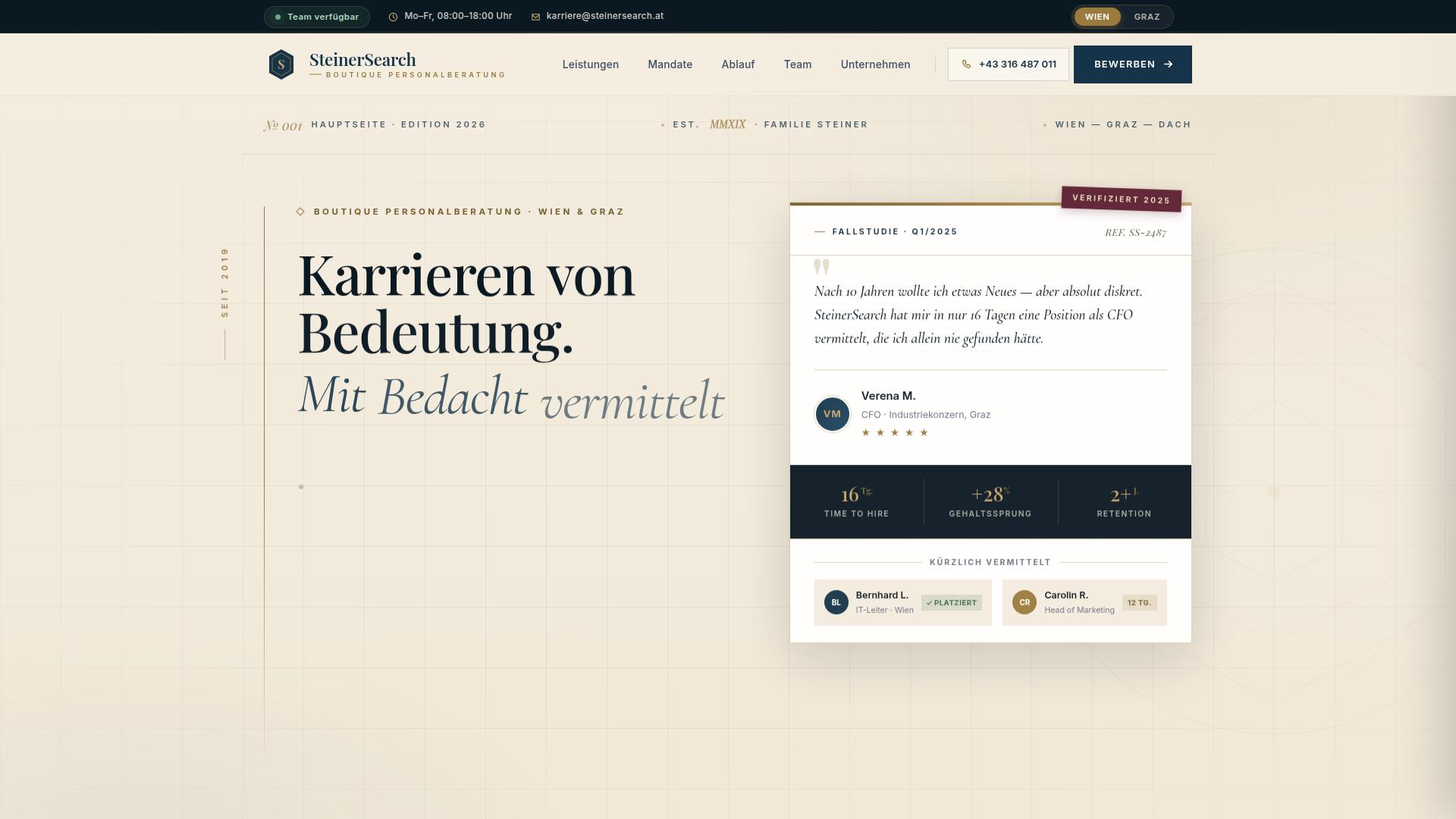 Screenshot steinersearch.at