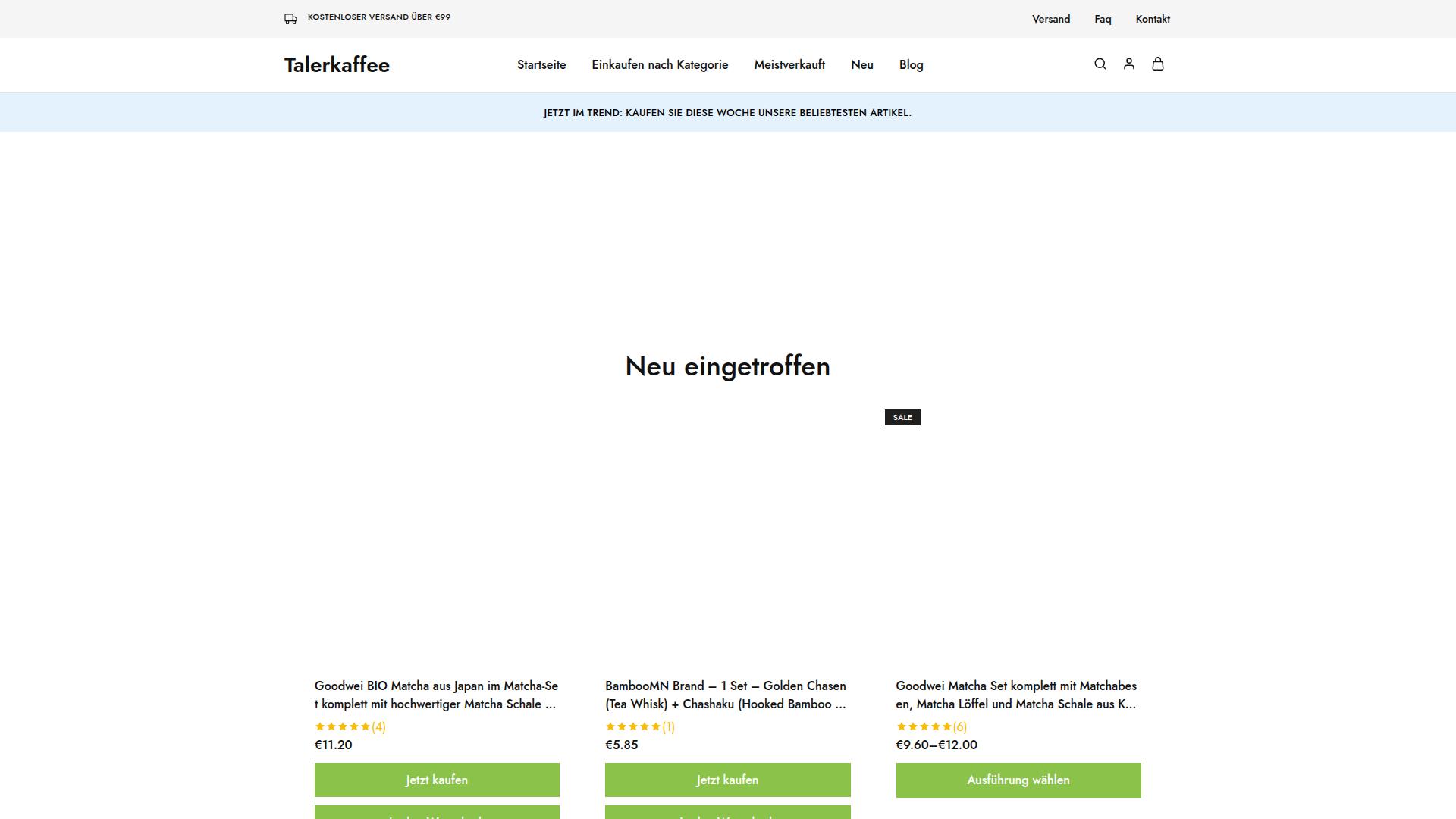 Screenshot talerkaffee.de