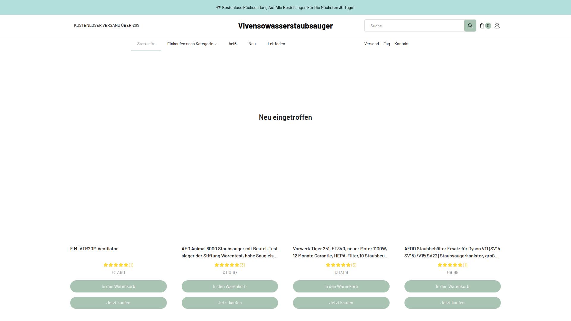 Screenshot vivensowasserstaubsauger.de