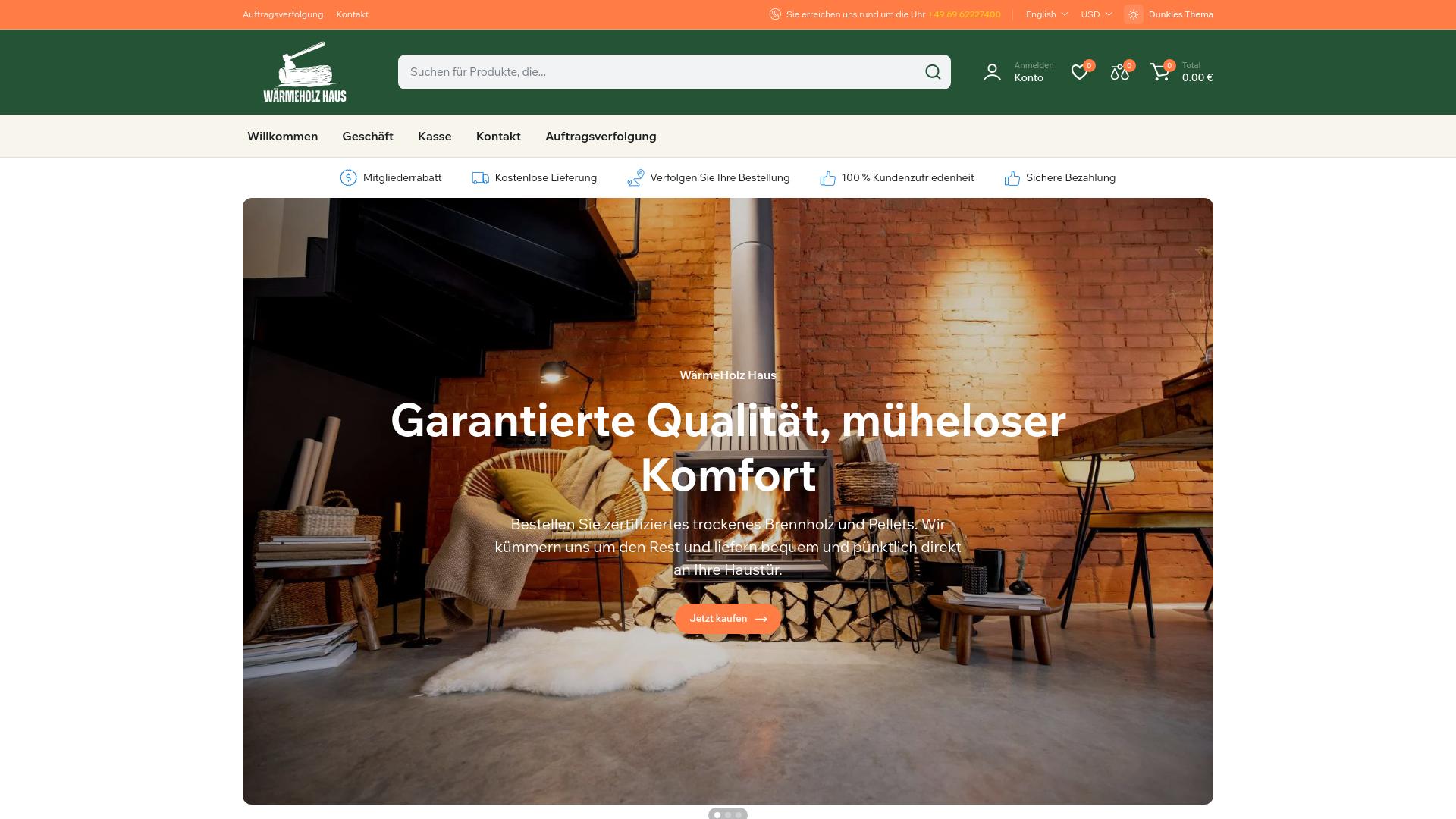 Screenshot warmeholzhaus.com