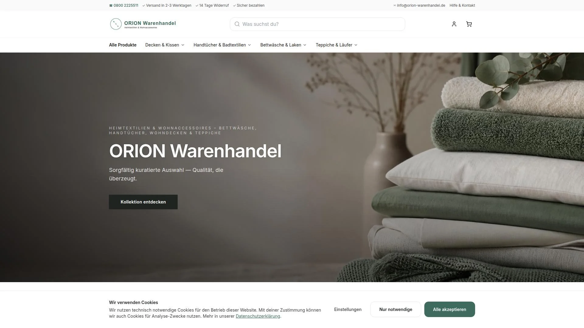 Screenshot orion-warenhandel.de