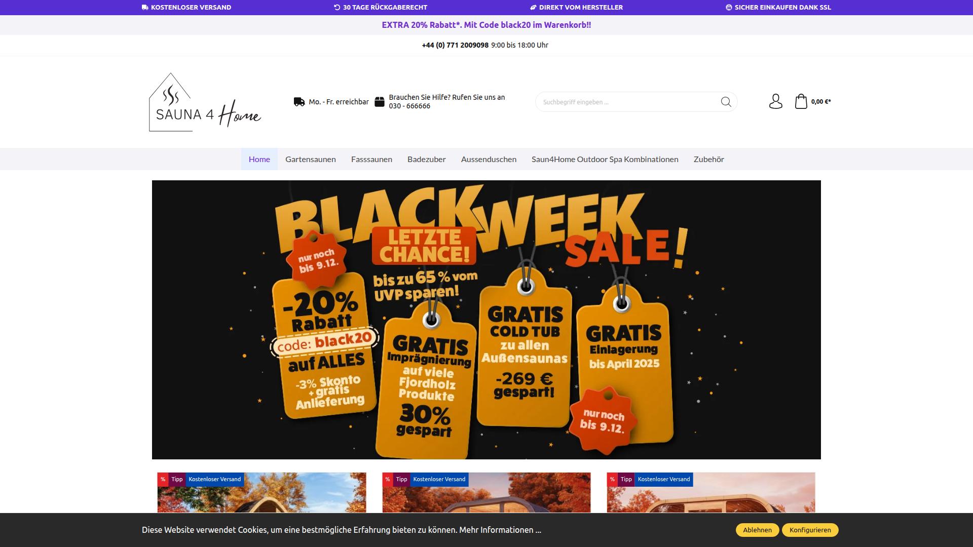 Screenshot sauna4home.de