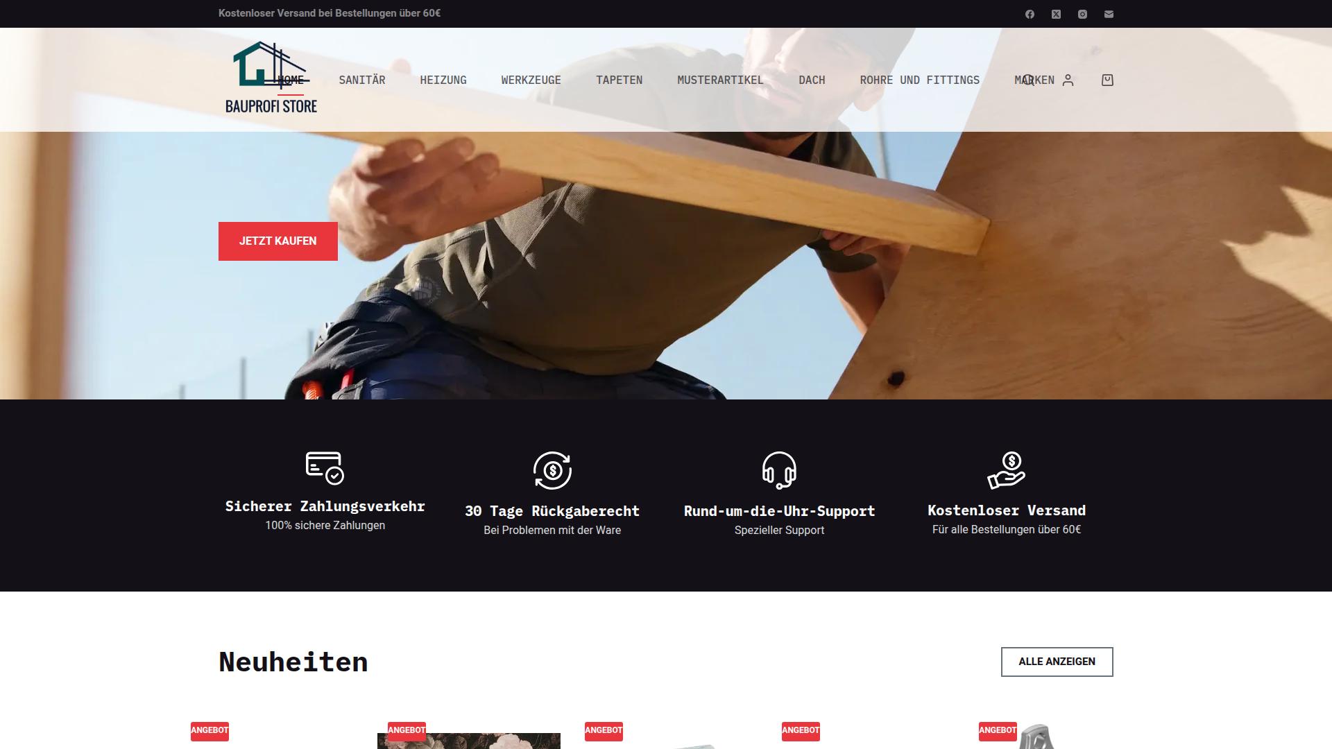 Screenshot bauprofistore.com