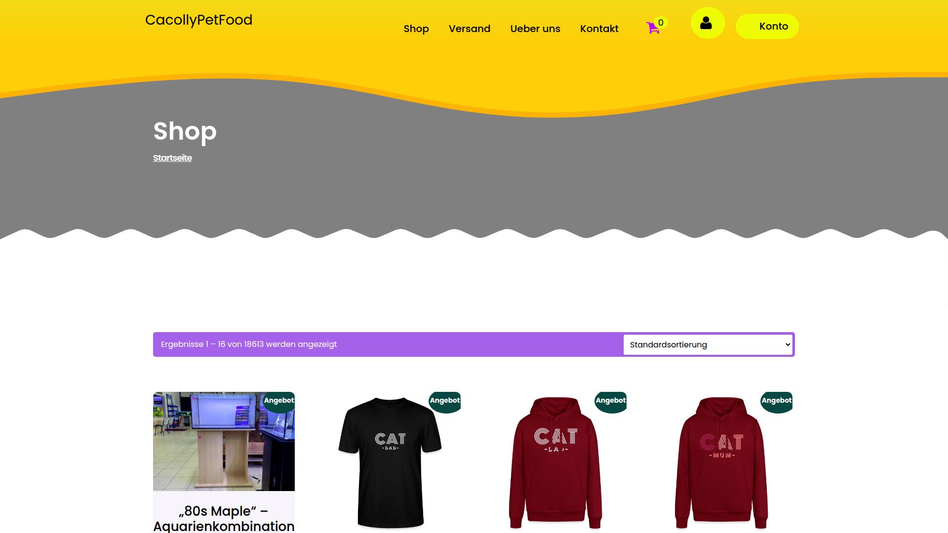 Screenshot cacollypetfood.com