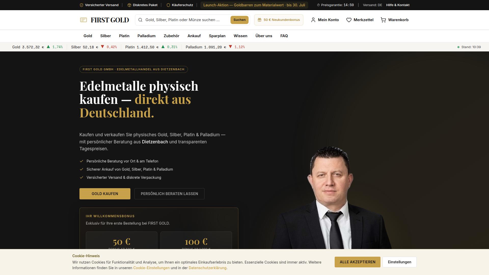Screenshot firstgoldgmbh.com