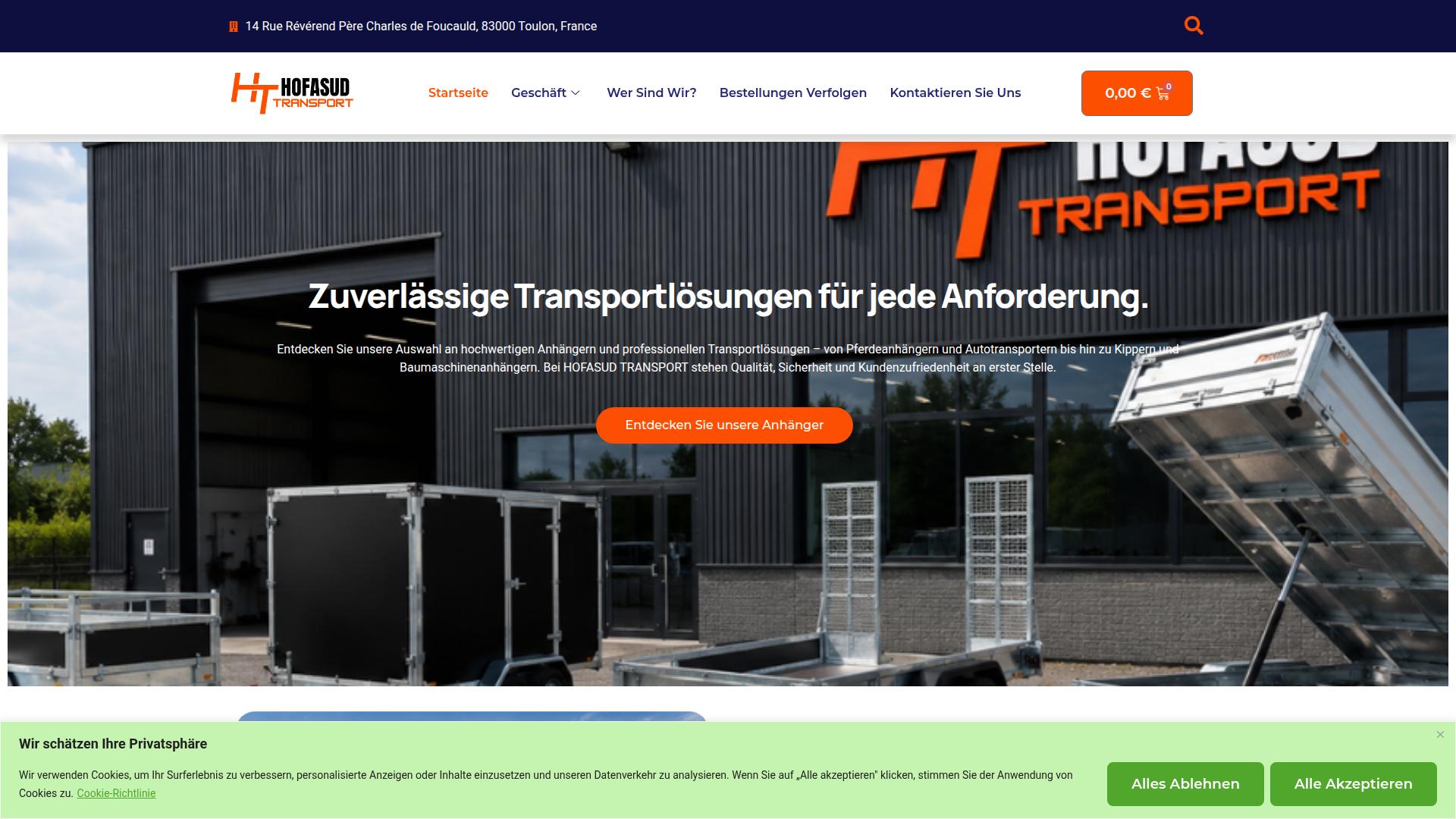 Screenshot hofasudtransport.com