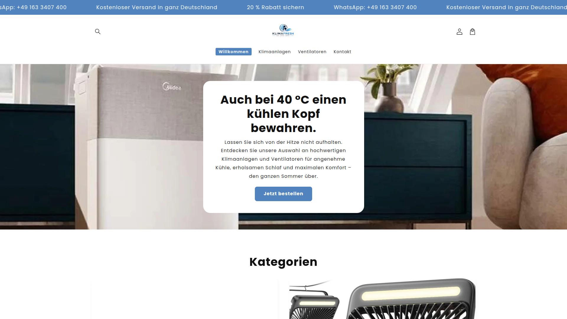 Screenshot klimafresh.com