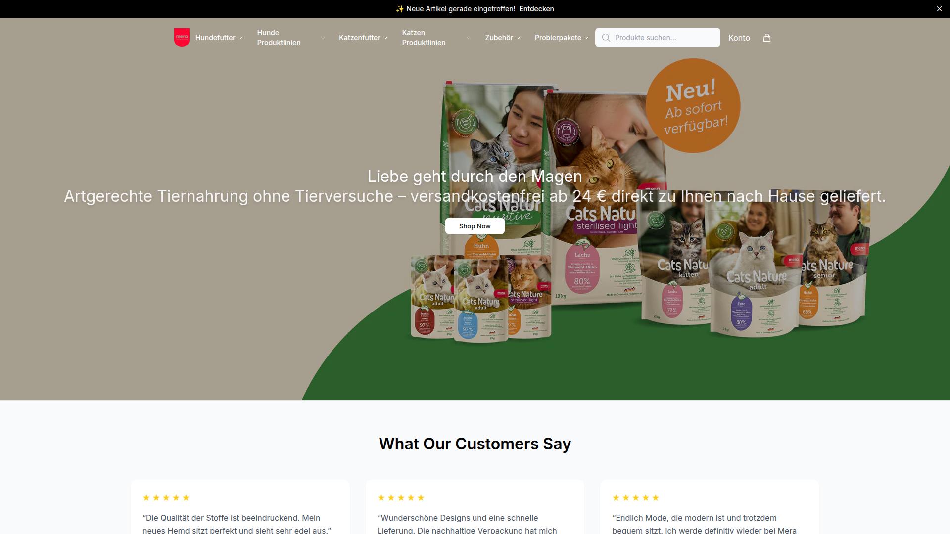 Screenshot merapetfood.shop