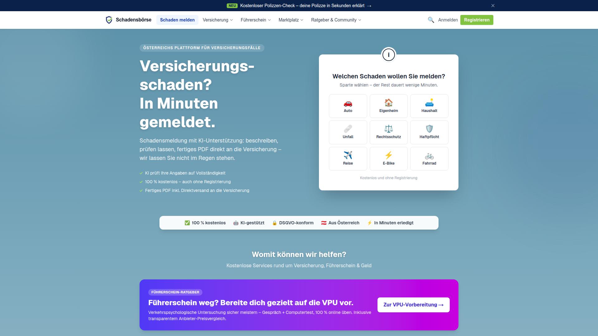 Screenshot schadensboerse.at