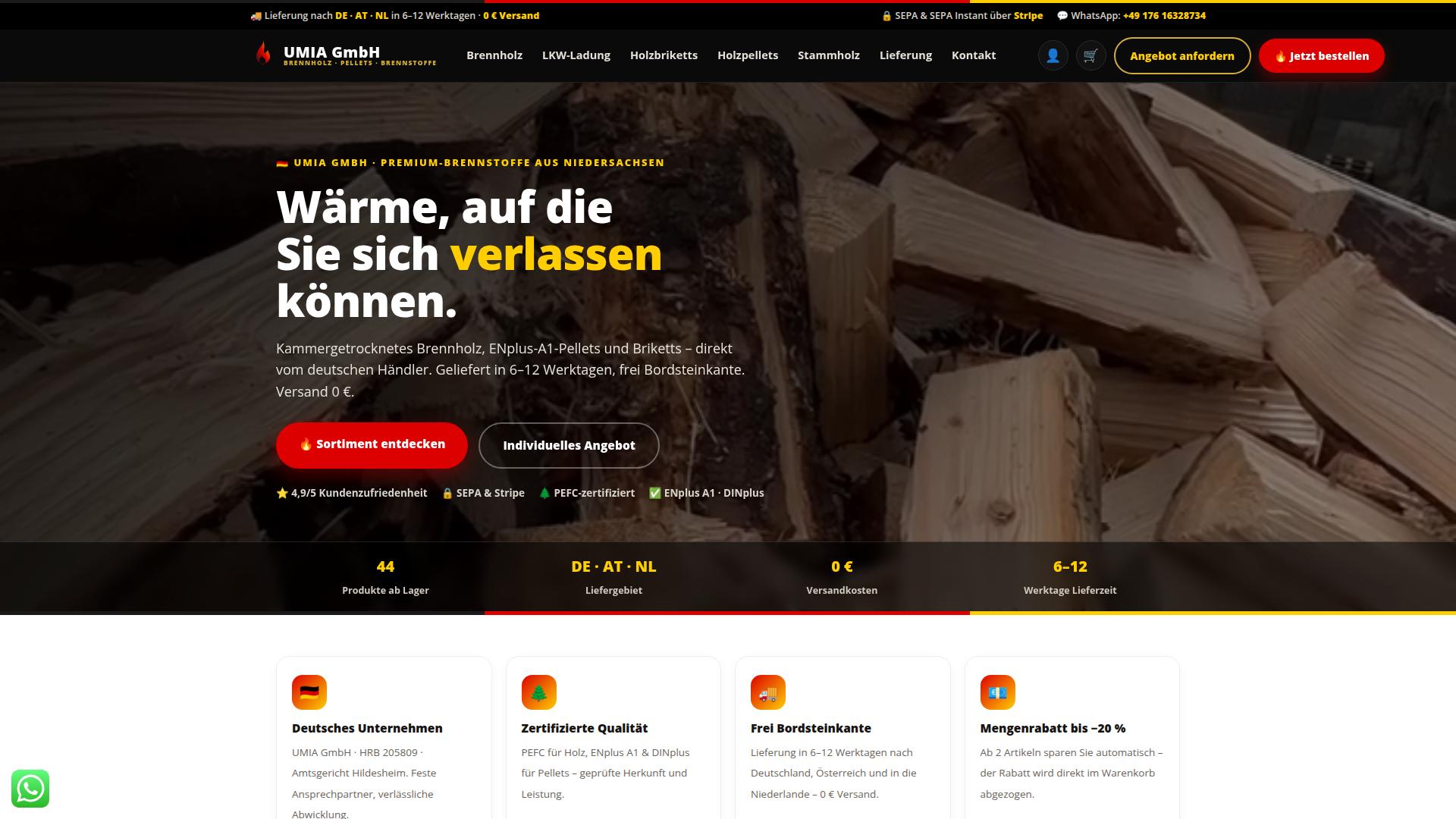 Screenshot umiaholz.com