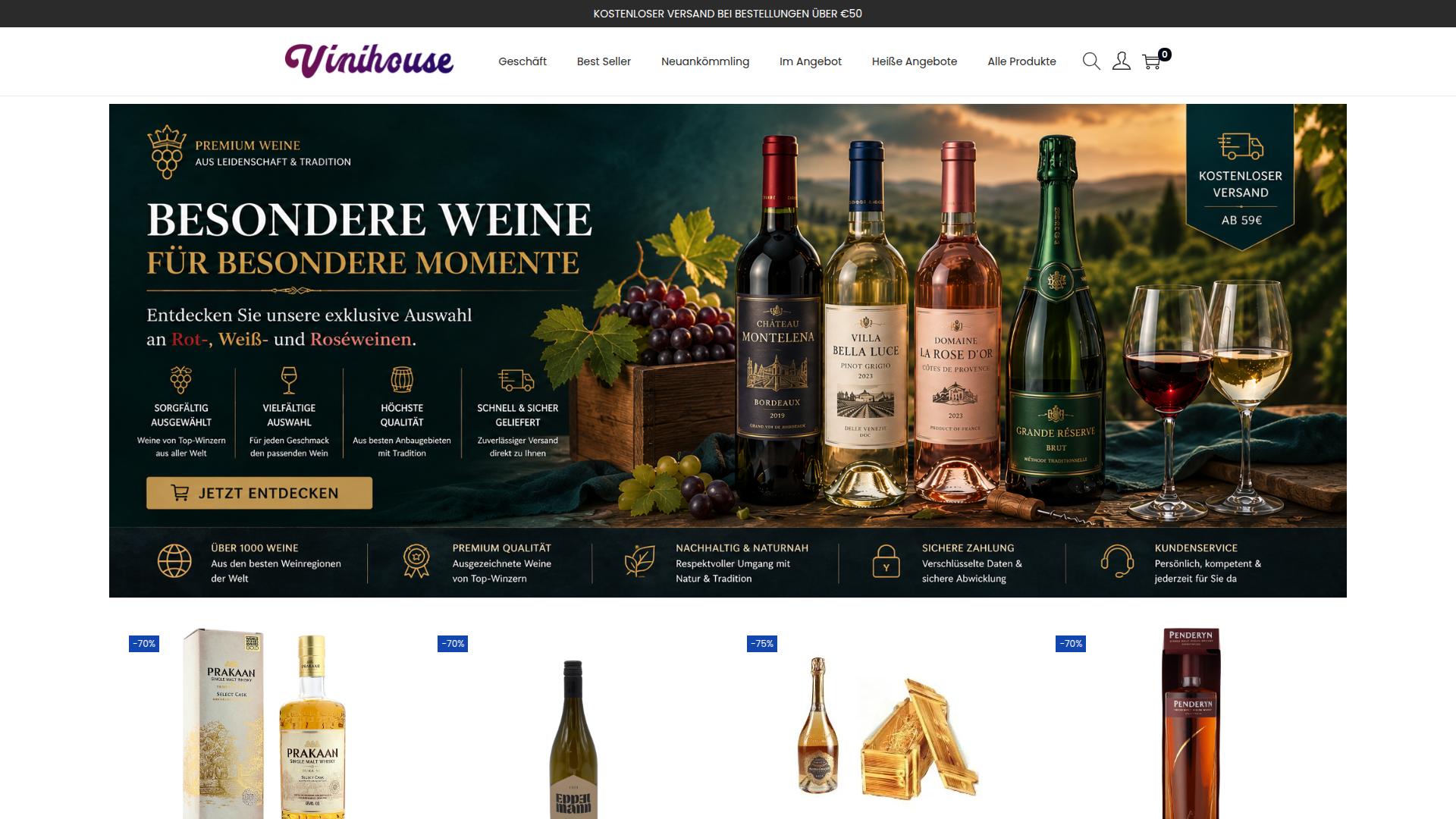 Screenshot vinihouse.com