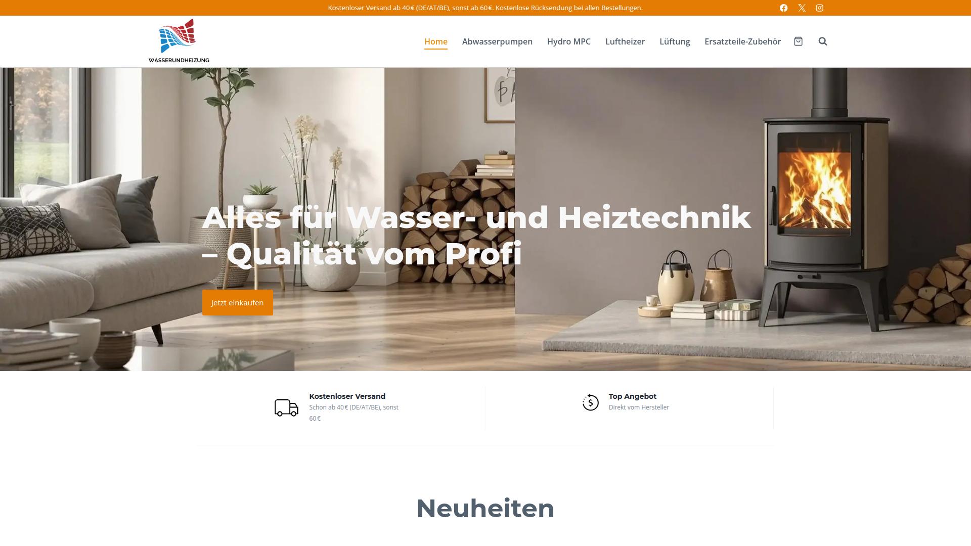 Screenshot wasserundheizung.com