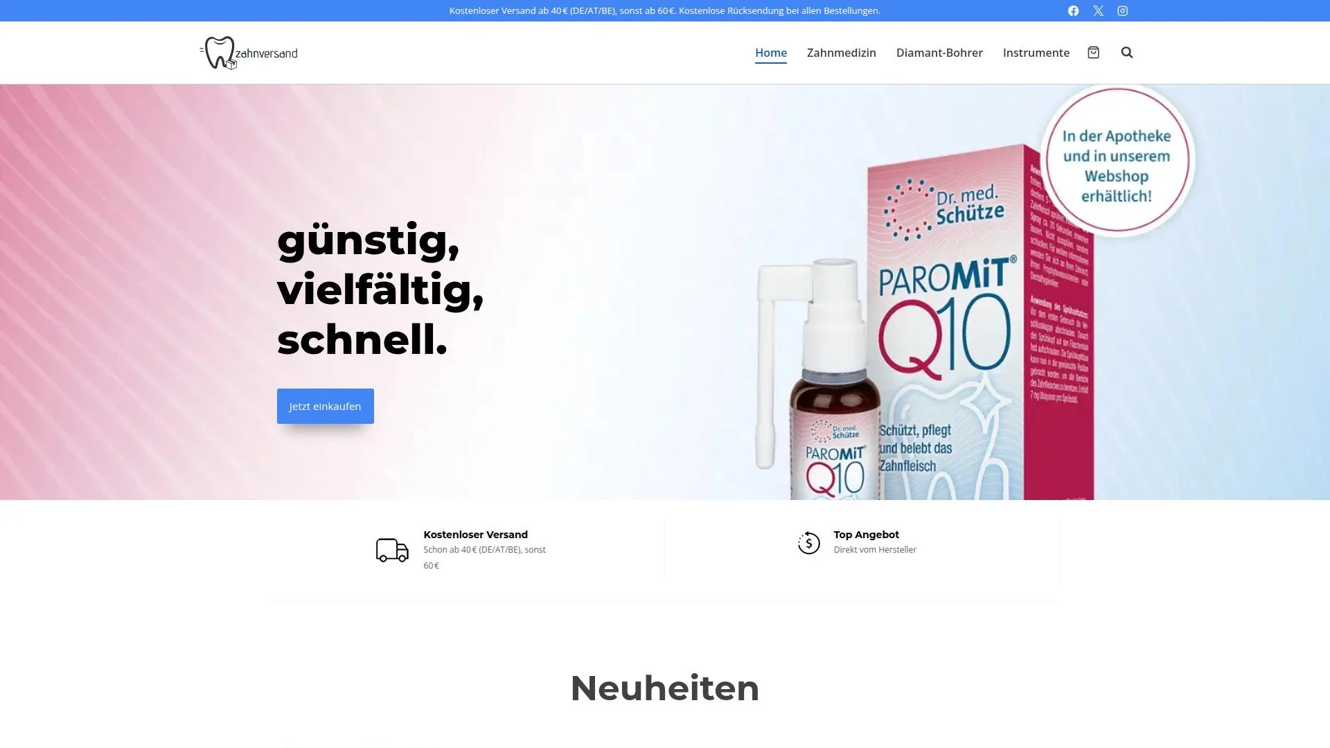 Screenshot zahnversand.com