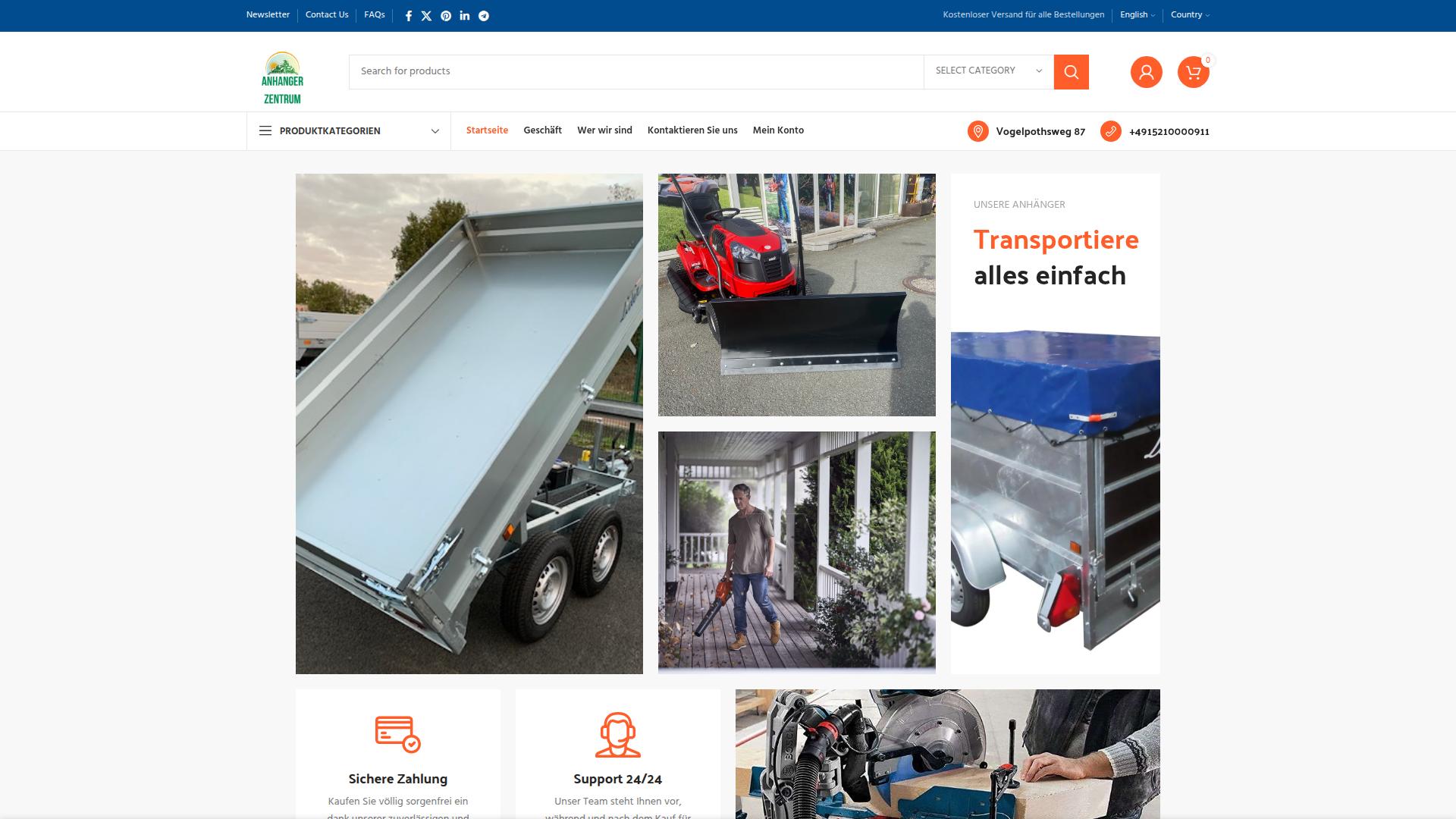 Screenshot anhanger-zentrum.de