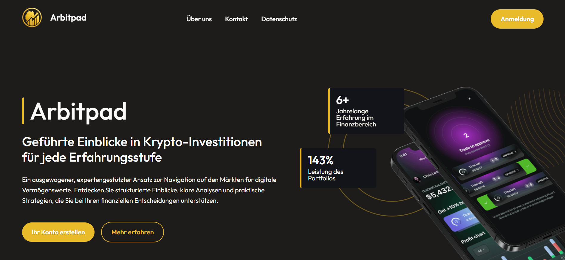 Screenshot arbitpad.de