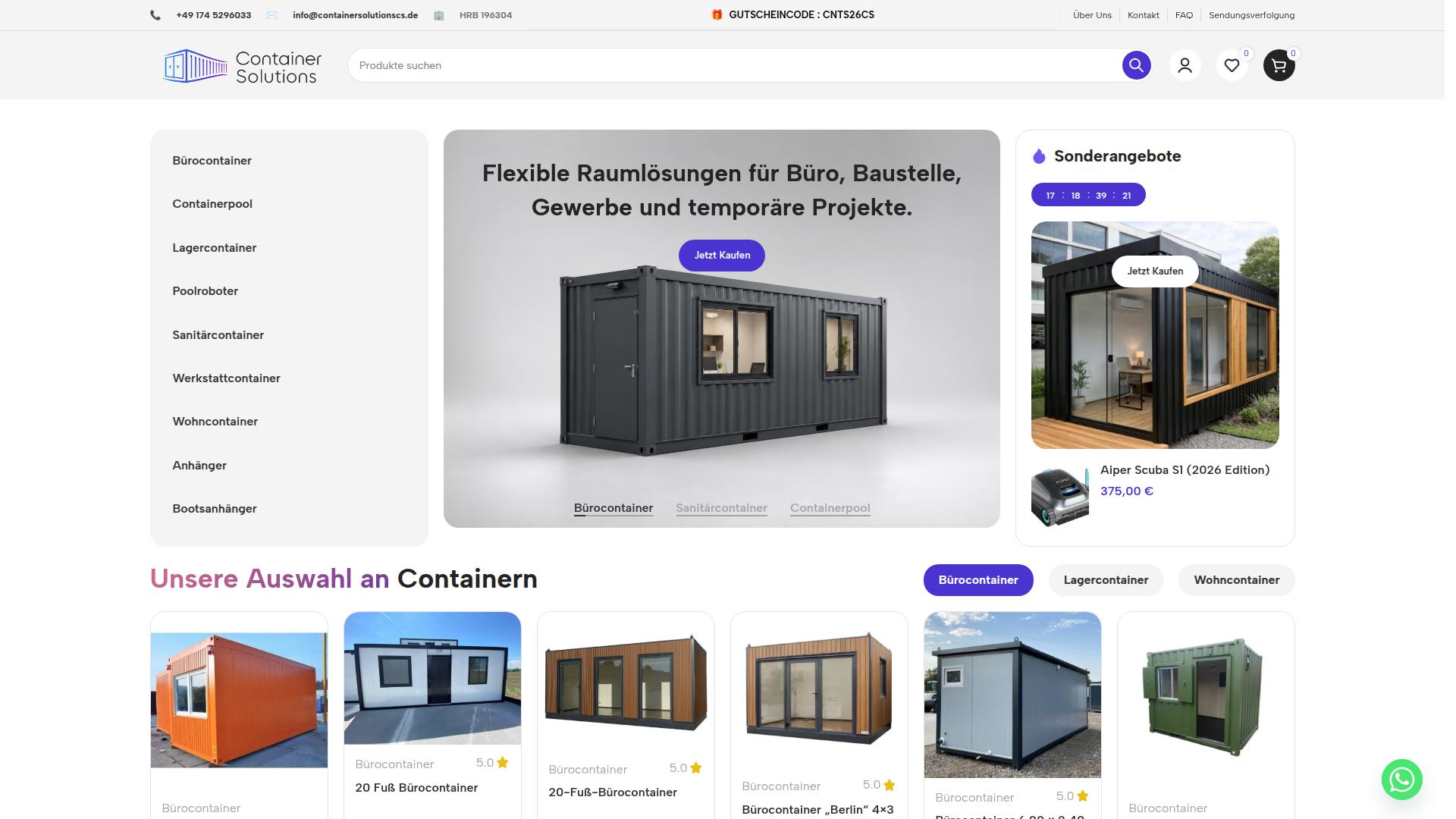 Screenshot containersolutionscs.de