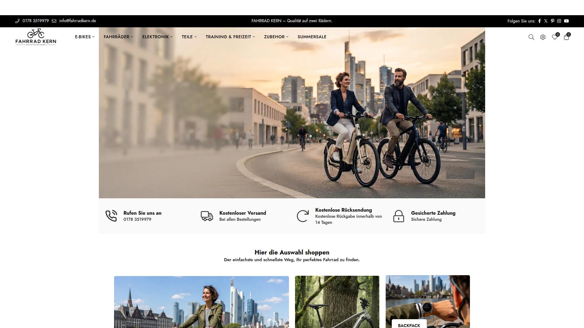 Screenshot fahrradkern.de