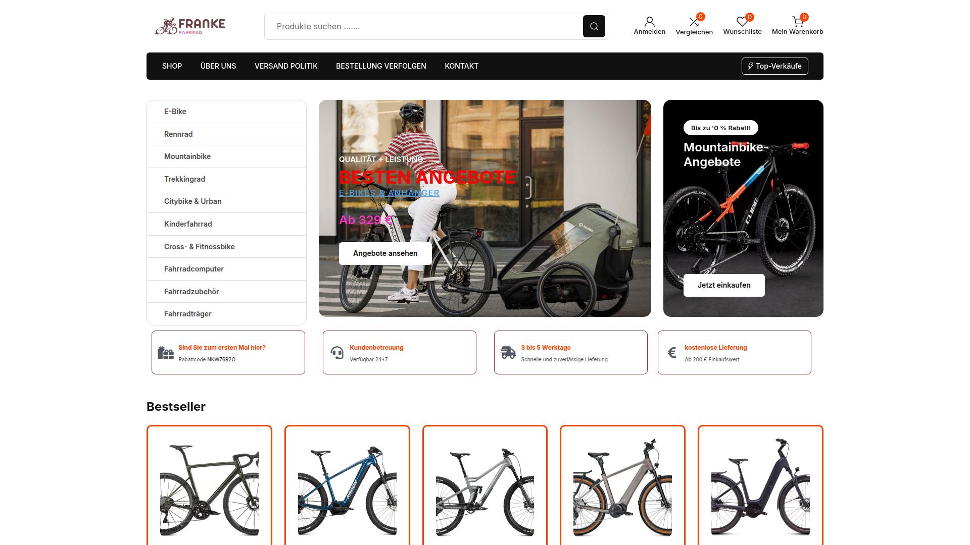 Screenshot frankefahrrad.de