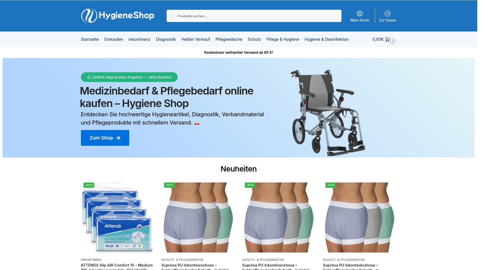 Screenshot hygienecareshop.com