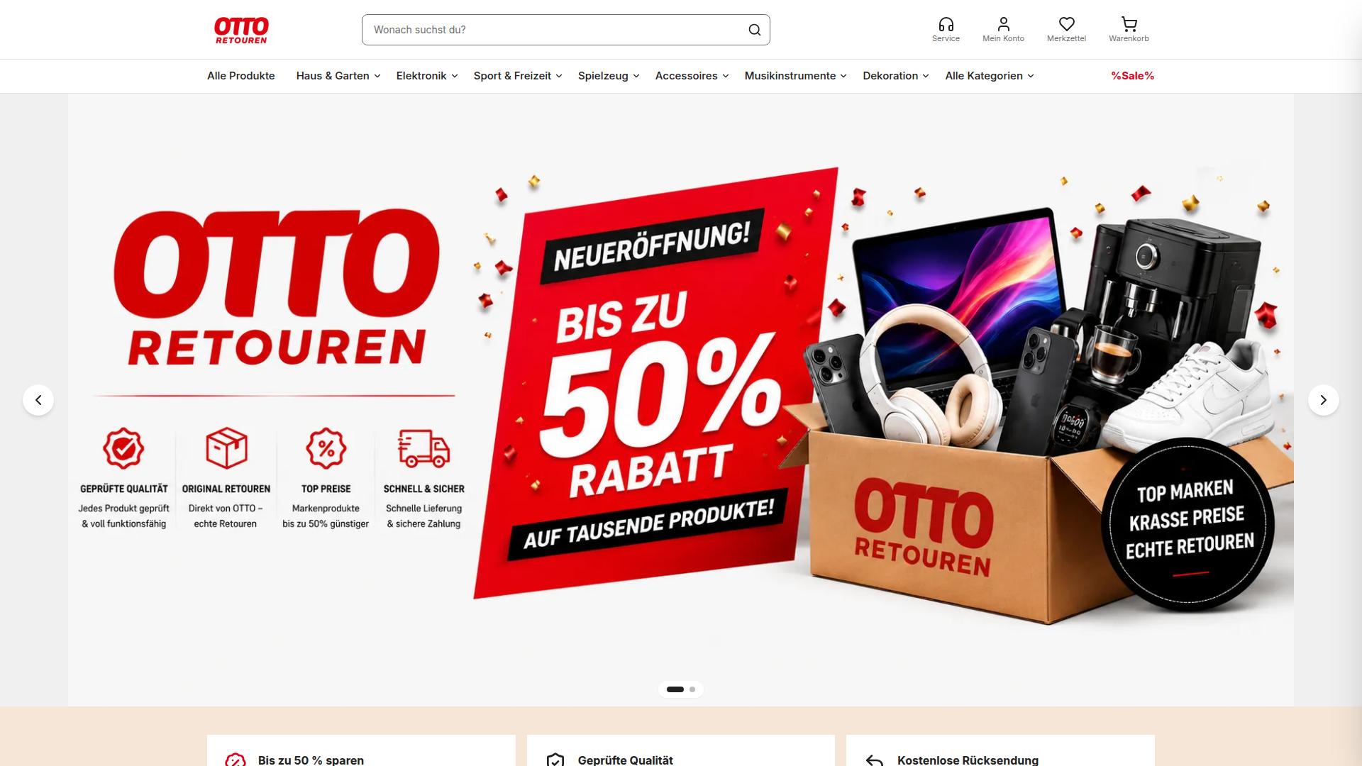 Screenshot otto-retouren.de
