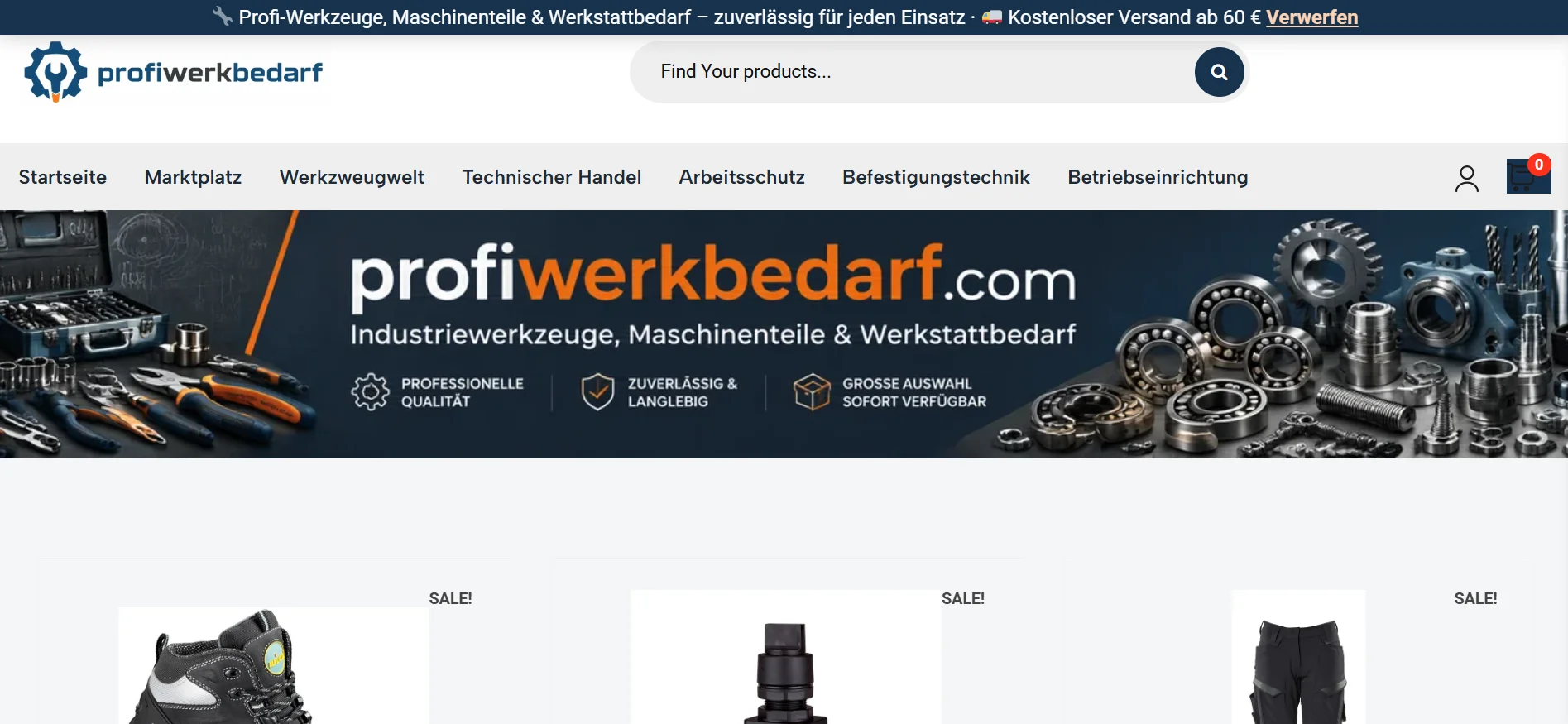 Screenshot profiwerkbedarf.com
