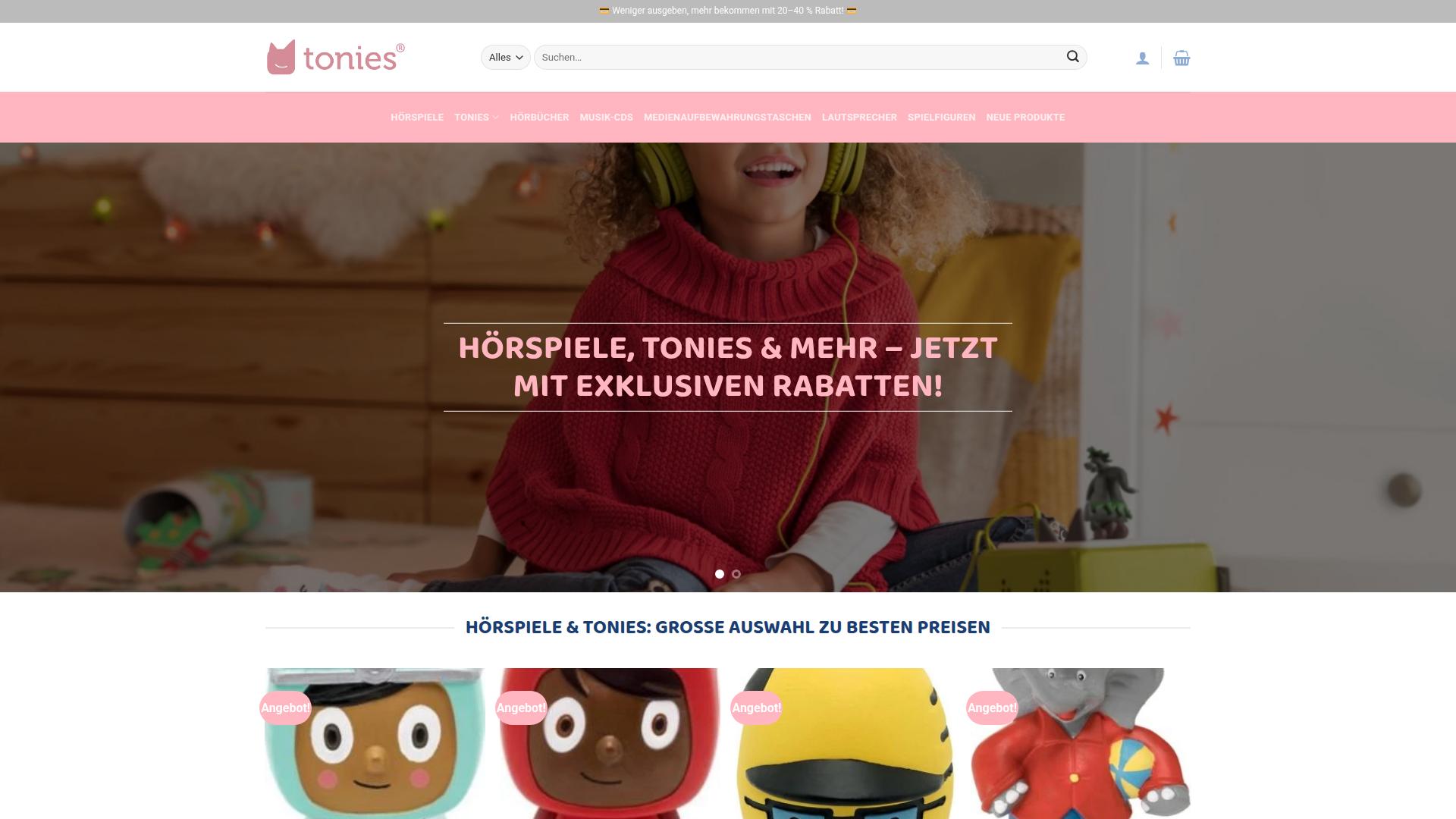 Screenshot toniesrabattde.com