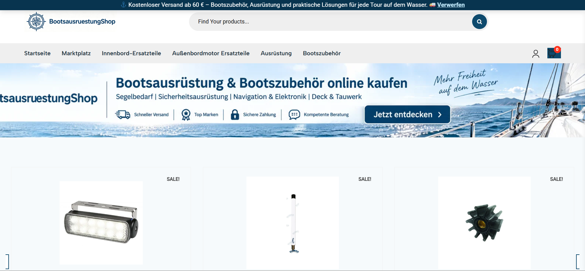 Screenshot bootsausruestungshop.com