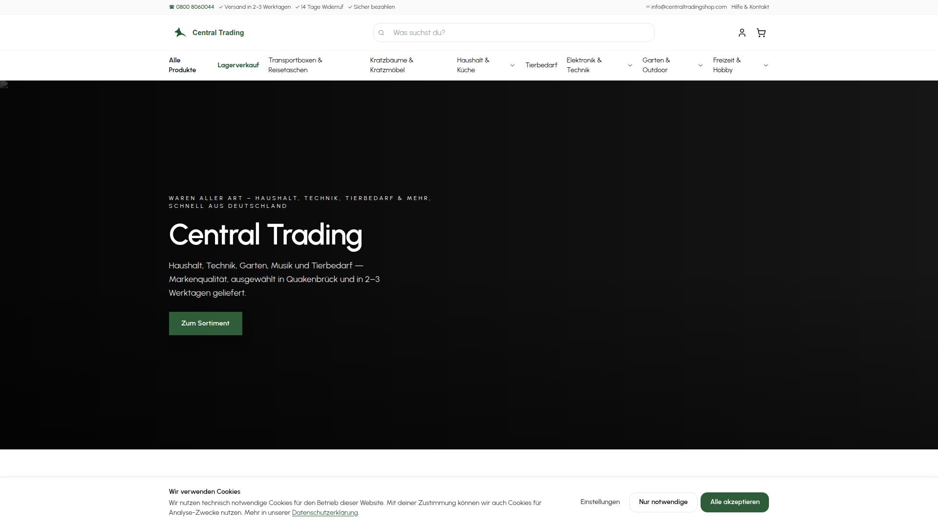 Screenshot centraltradingshop.com