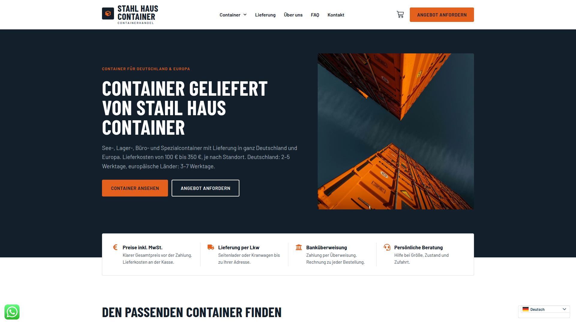 Screenshot containerstahlhaus.com