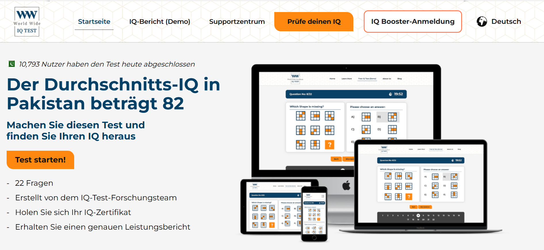 Screenshot de.wwiqtest.com