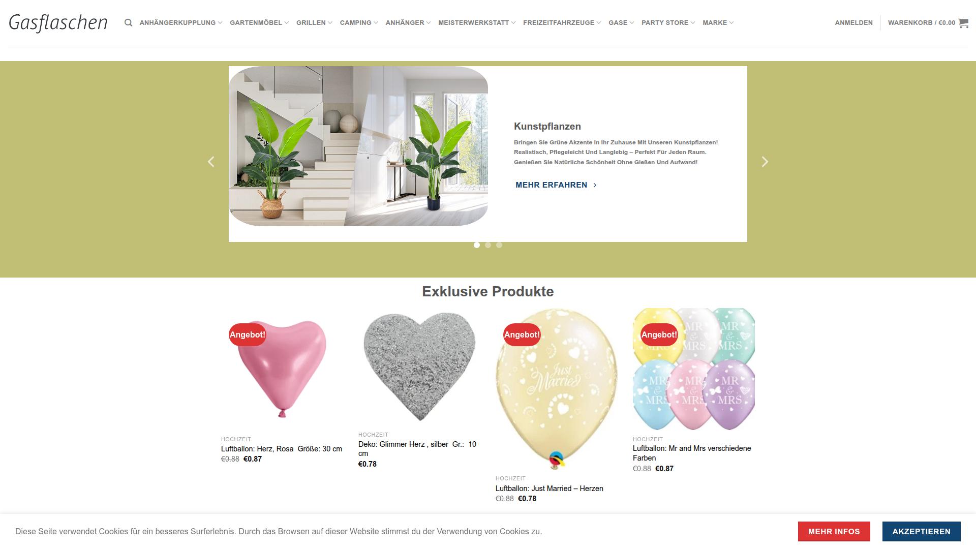 Screenshot gasflaschensale.com