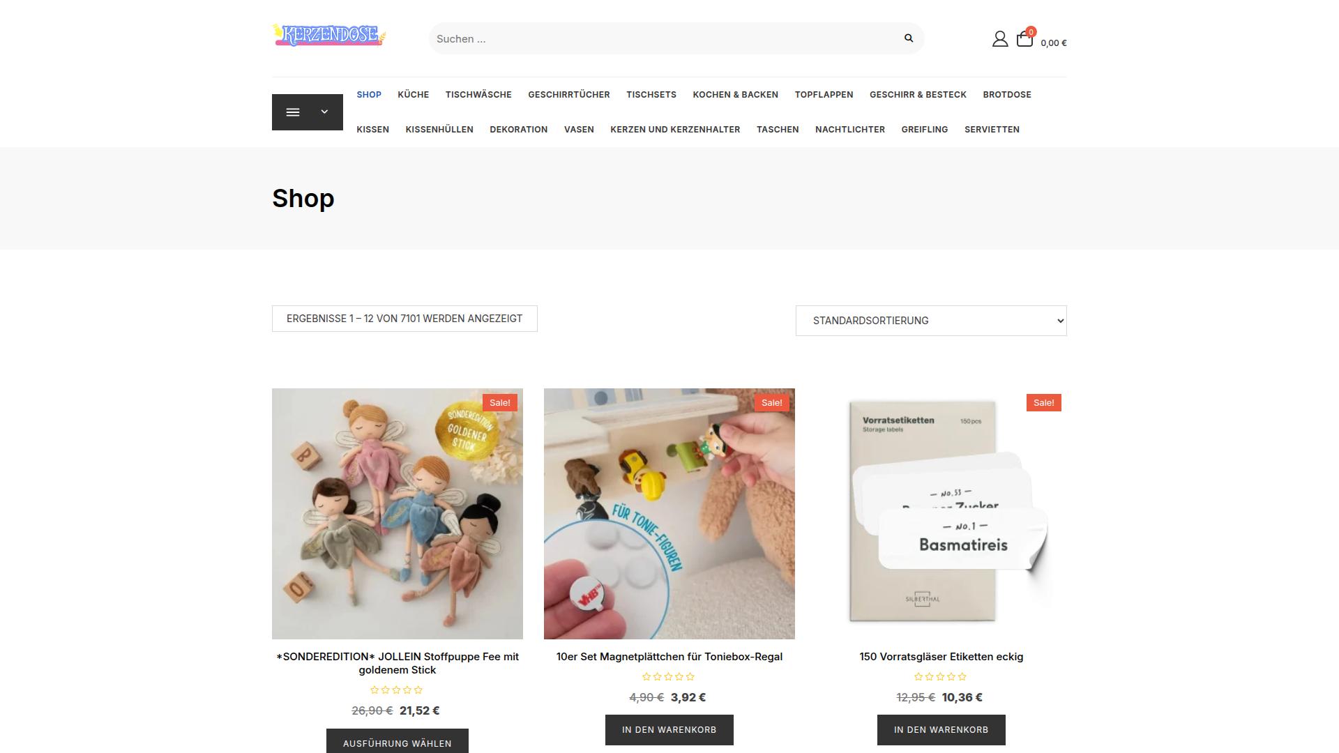 Screenshot kerzendose.com