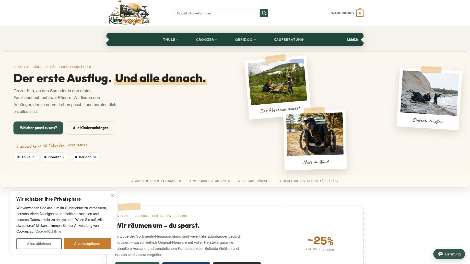Screenshot kleinepassagiere.de