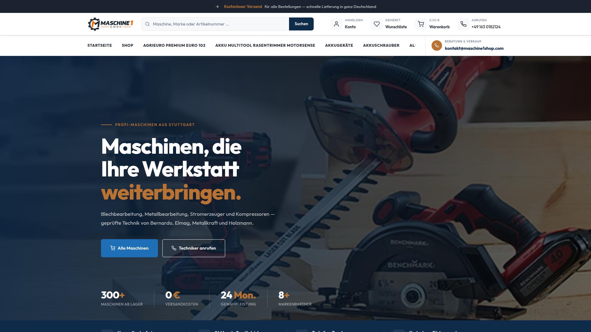Screenshot maschine1shop.com