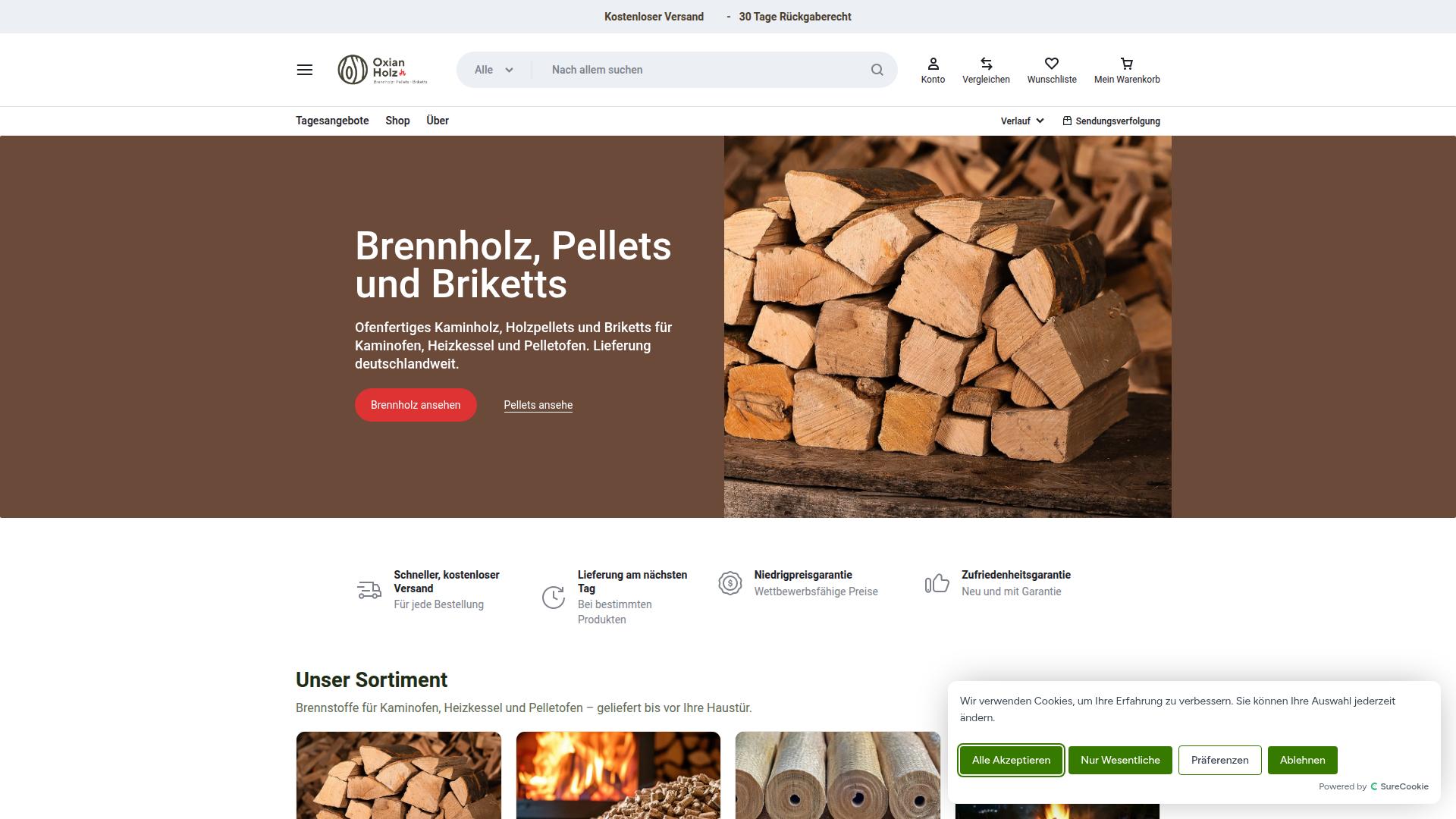 Screenshot oxianholz-shop.de