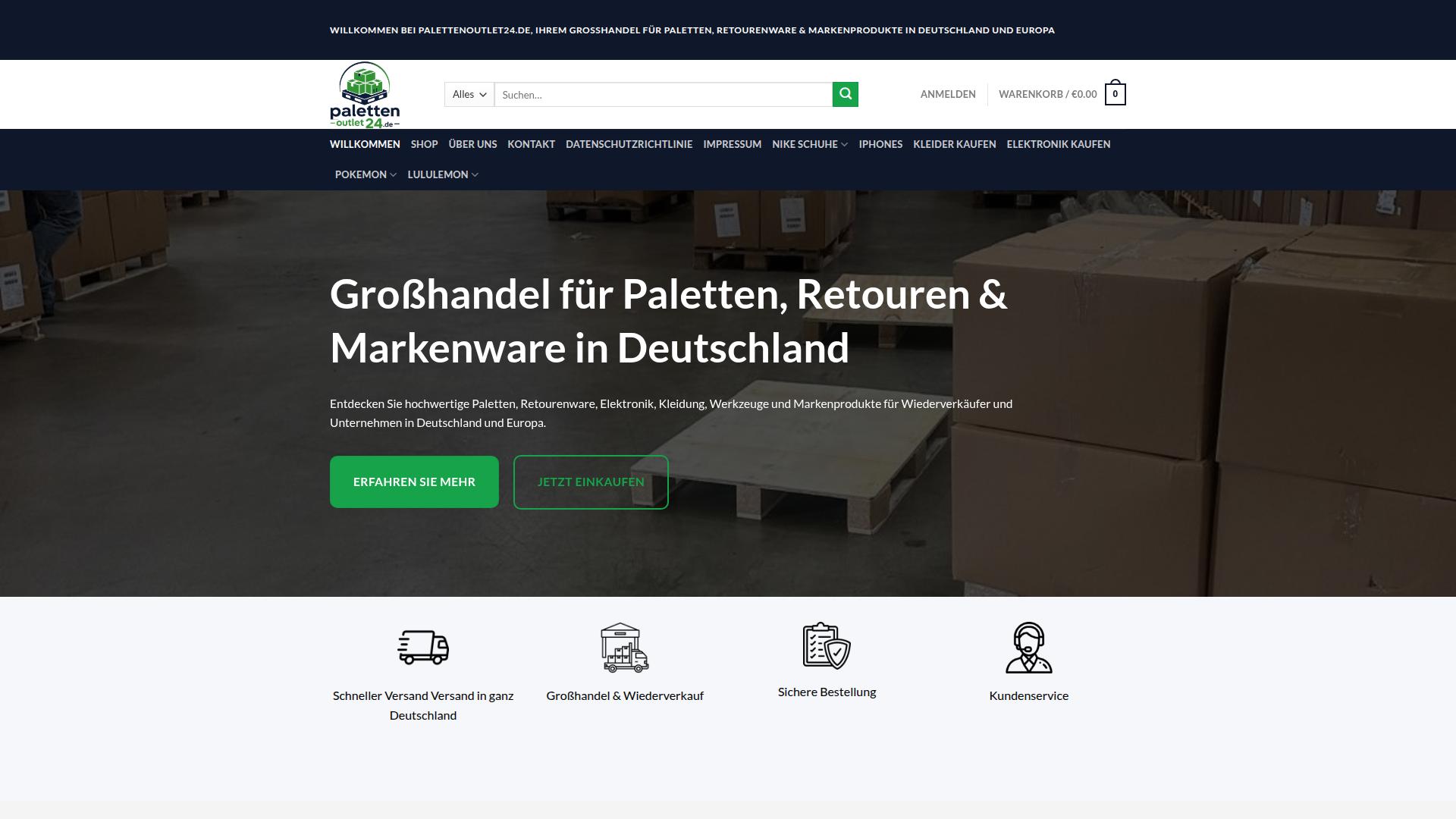 Screenshot palettenoutlet24.de