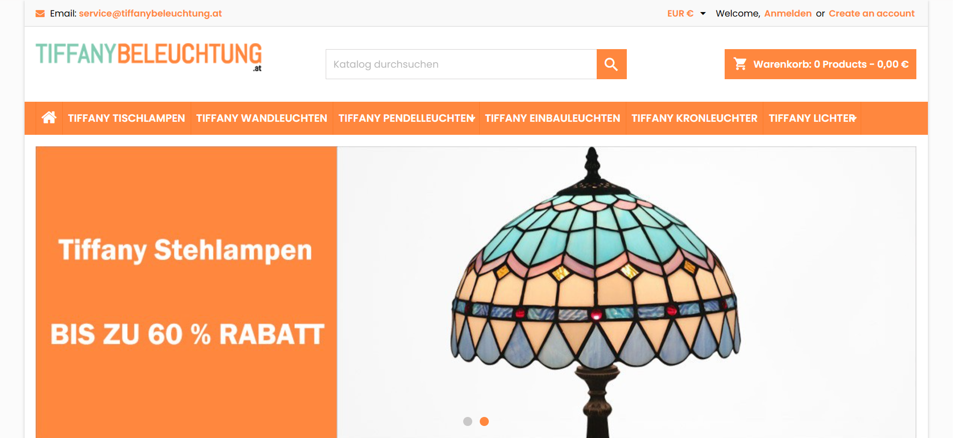 Screenshot tiffanybeleuchtung.at