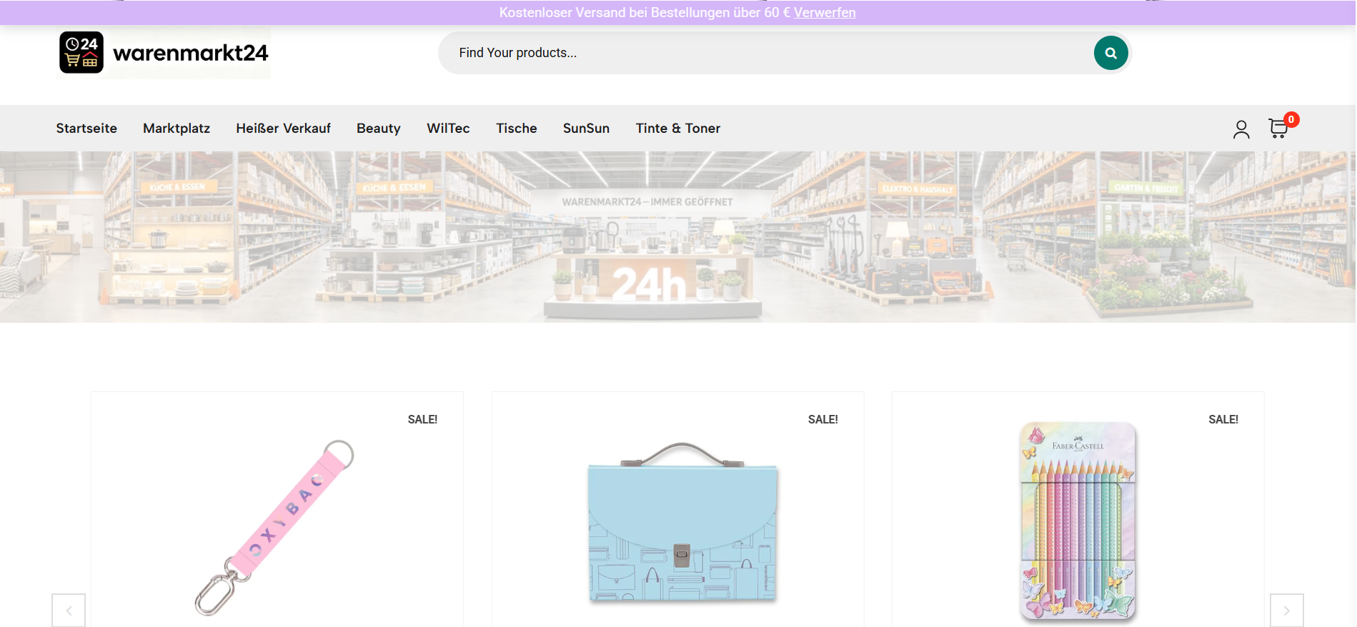 Screenshot warenmarkt24.com